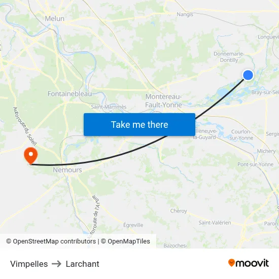Vimpelles to Larchant map
