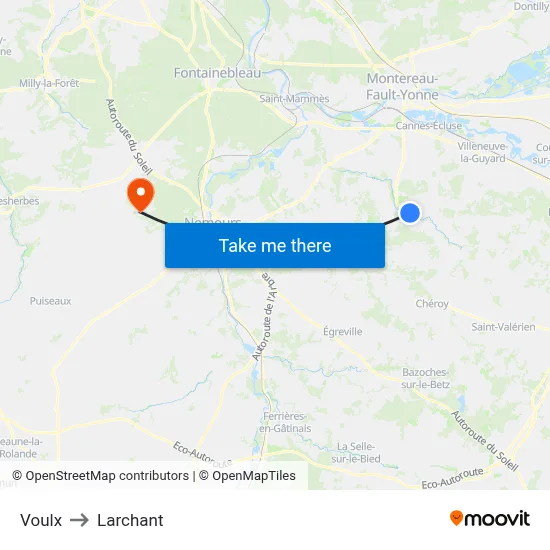Voulx to Larchant map