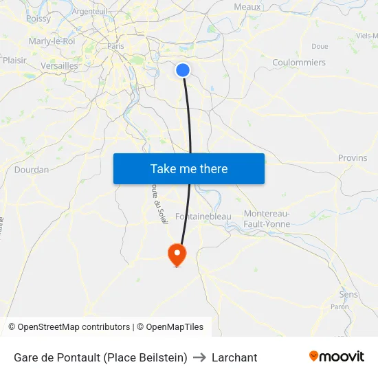 Gare de Pontault (Place Beilstein) to Larchant map
