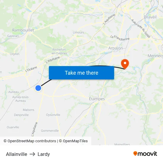 Allainville to Lardy map