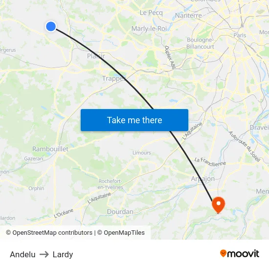 Andelu to Lardy map