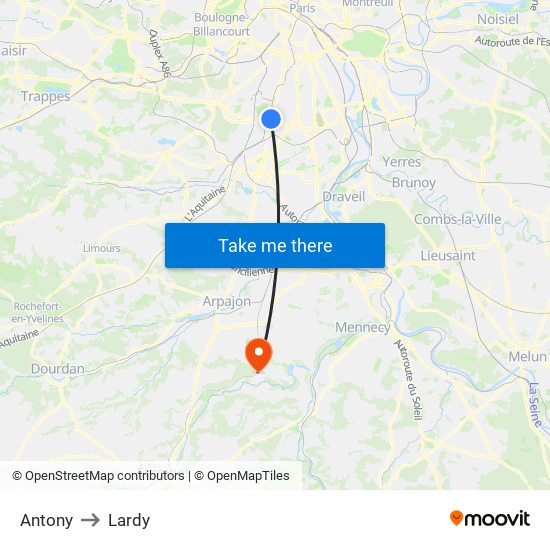 Antony to Lardy map