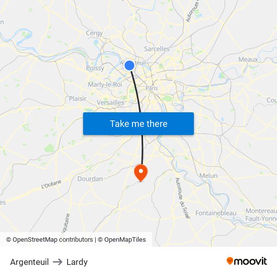 Argenteuil to Lardy map