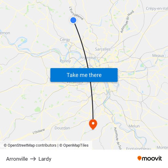 Arronville to Lardy map