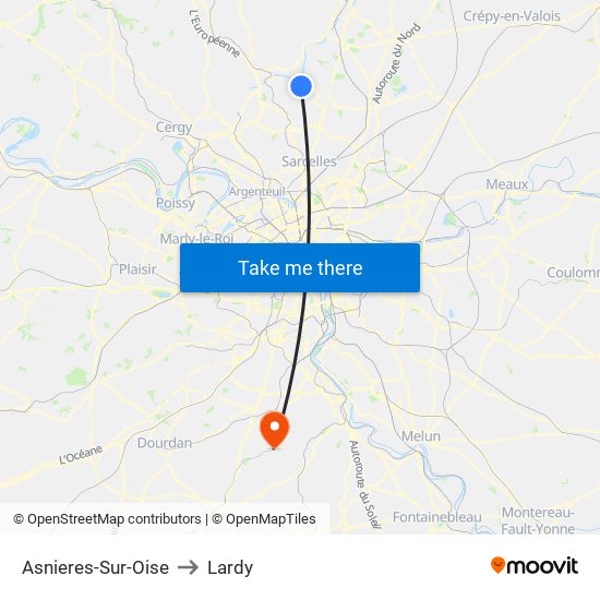 Asnieres-Sur-Oise to Lardy map