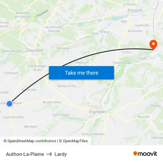 Authon-La-Plaine to Lardy map