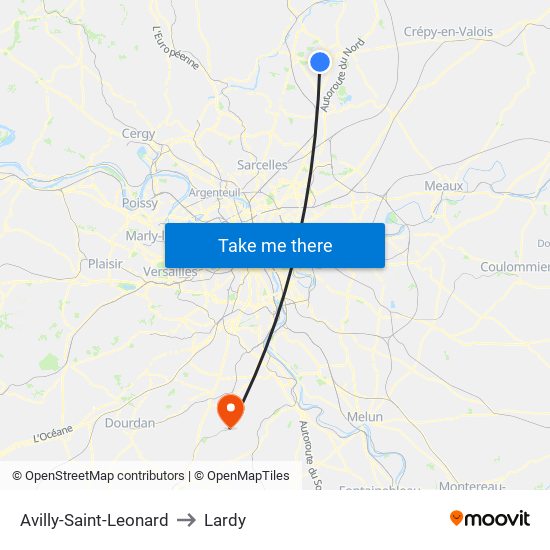 Avilly-Saint-Leonard to Lardy map