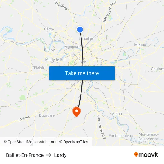 Baillet-En-France to Lardy map