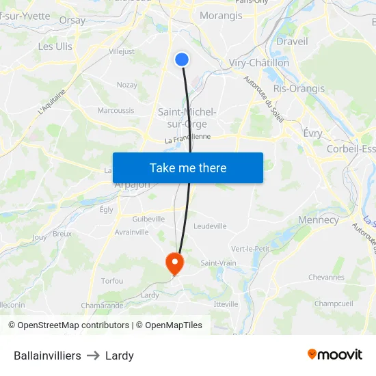 Ballainvilliers to Lardy map