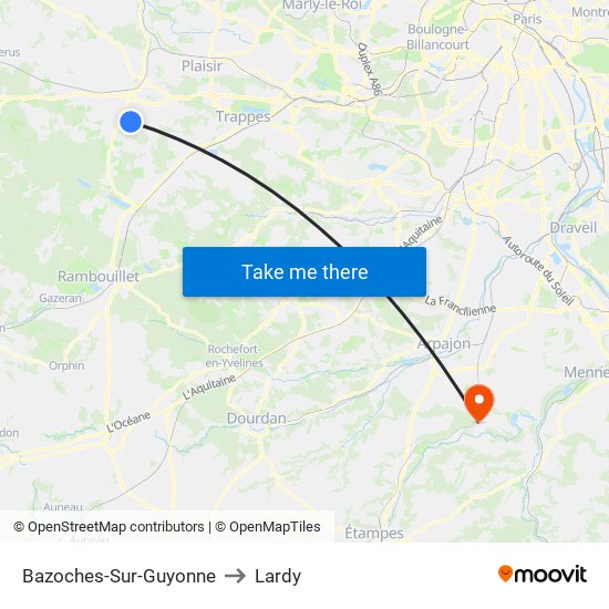 Bazoches-Sur-Guyonne to Lardy map