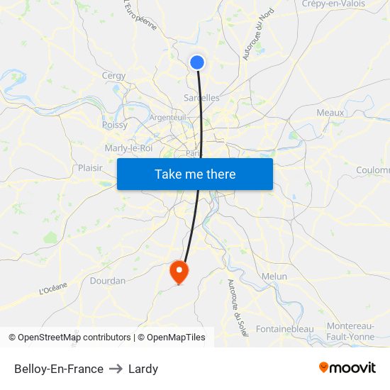 Belloy-En-France to Lardy map