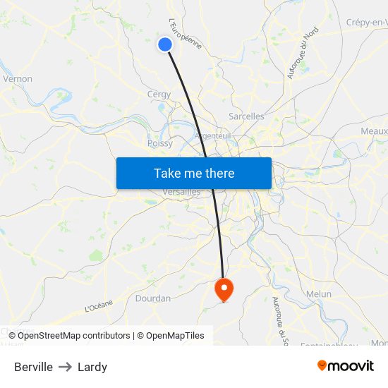 Berville to Lardy map