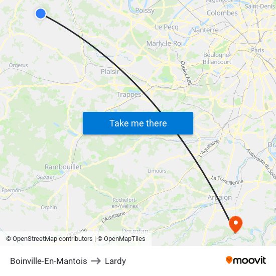 Boinville-En-Mantois to Lardy map