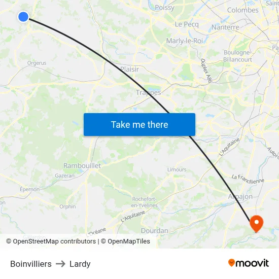 Boinvilliers to Lardy map