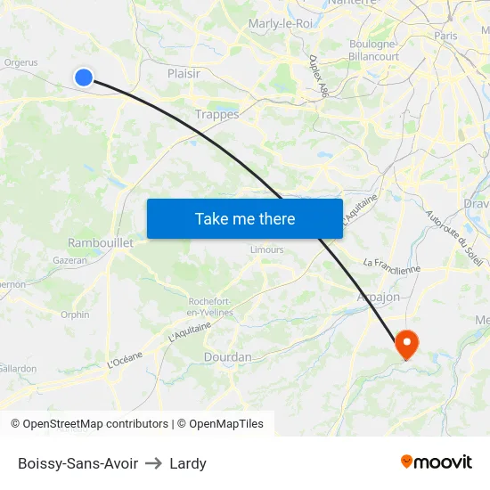 Boissy-Sans-Avoir to Lardy map