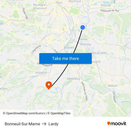 Bonneuil-Sur-Marne to Lardy map