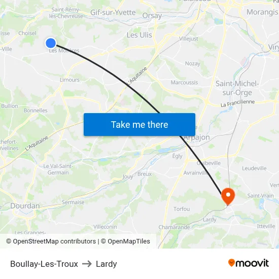 Boullay-Les-Troux to Lardy map
