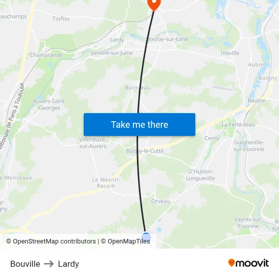 Bouville to Lardy map