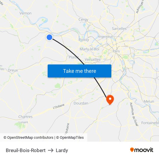 Breuil-Bois-Robert to Lardy map