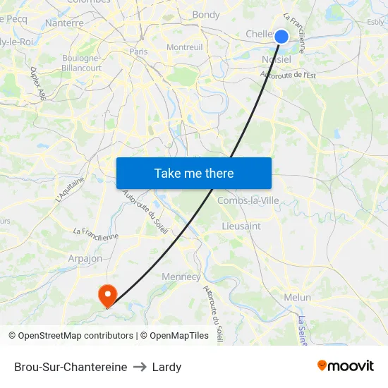 Brou-Sur-Chantereine to Lardy map