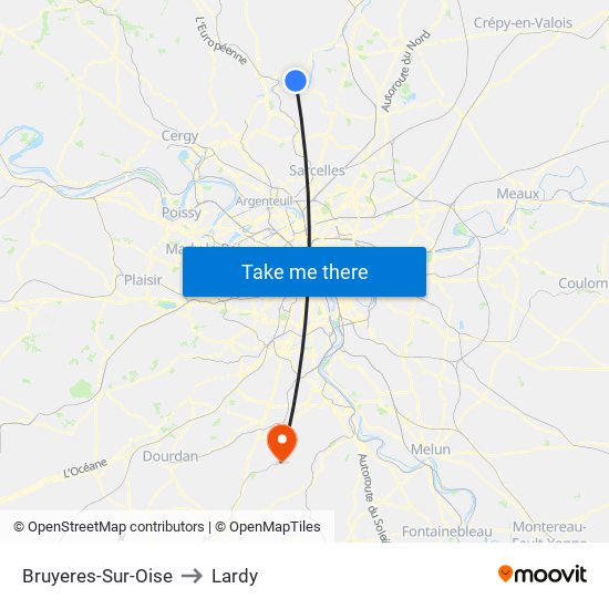 Bruyeres-Sur-Oise to Lardy map