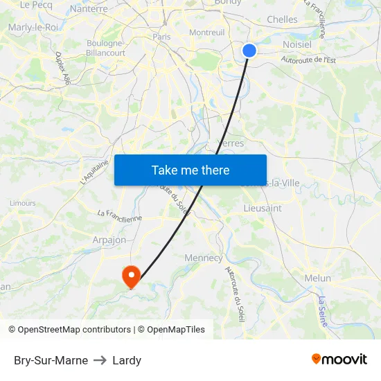 Bry-Sur-Marne to Lardy map