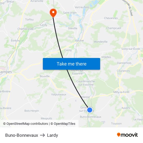 Buno-Bonnevaux to Lardy map