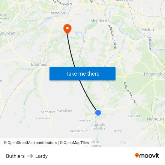 Buthiers to Lardy map