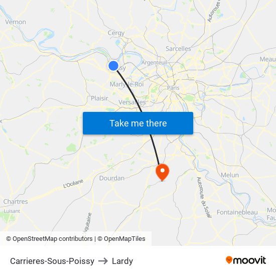 Carrieres-Sous-Poissy to Lardy map