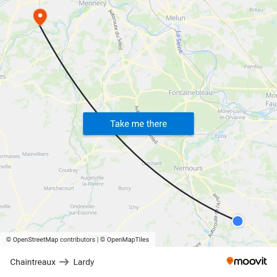 Chaintreaux to Lardy map