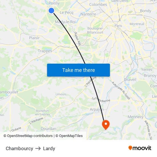 Chambourcy to Lardy map