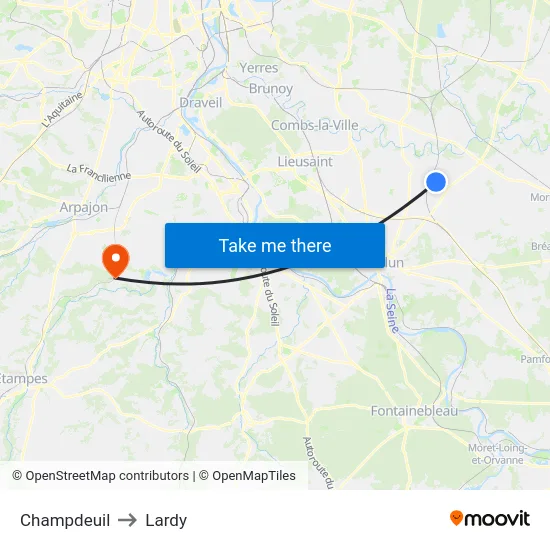 Champdeuil to Lardy map