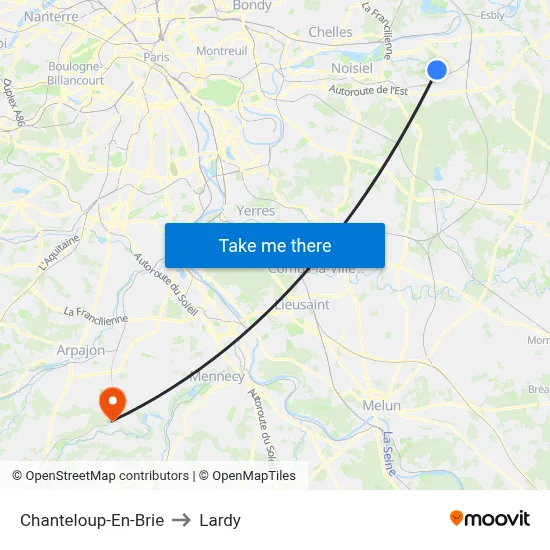 Chanteloup-En-Brie to Lardy map
