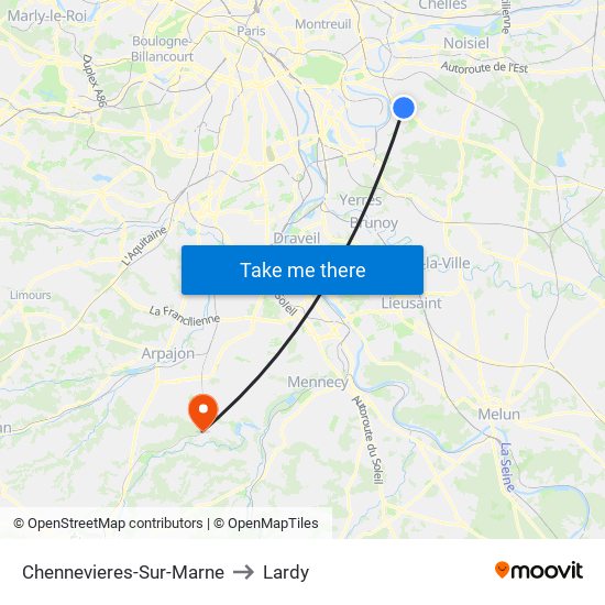 Chennevieres-Sur-Marne to Lardy map