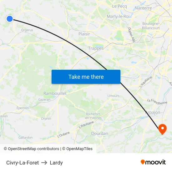 Civry-La-Foret to Lardy map