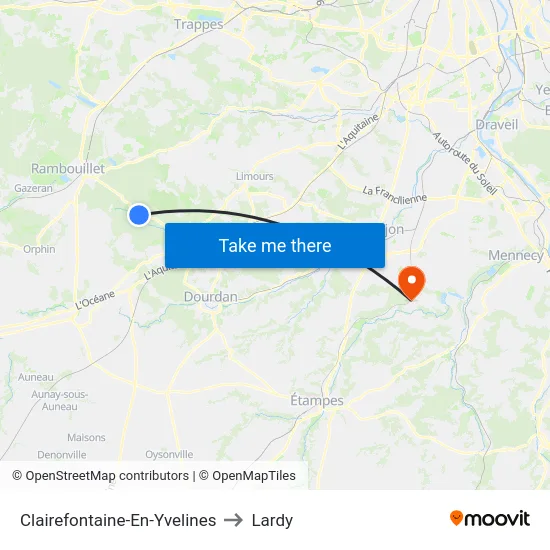 Clairefontaine-En-Yvelines to Lardy map