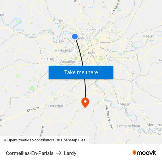Cormeilles-En-Parisis to Lardy map