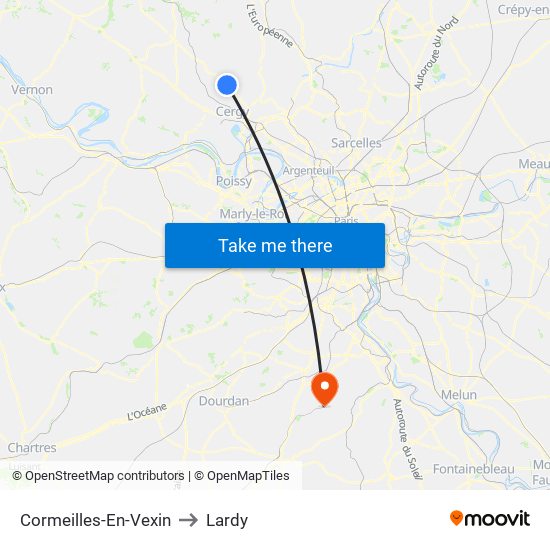 Cormeilles-En-Vexin to Lardy map