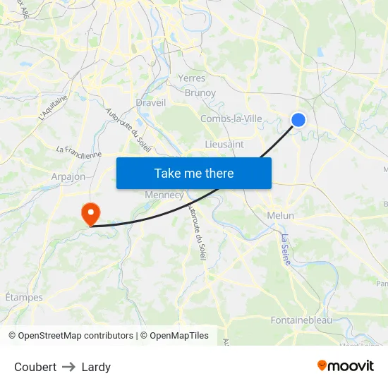 Coubert to Lardy map