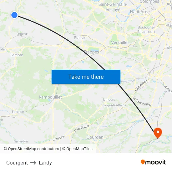 Courgent to Lardy map