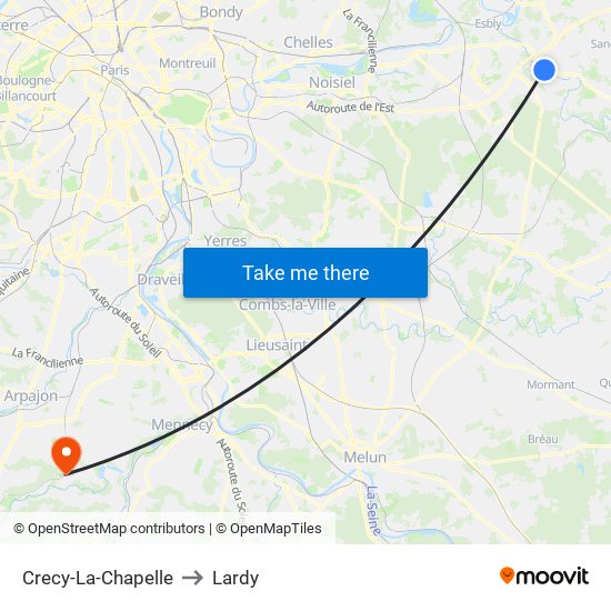 Crecy-La-Chapelle to Lardy map
