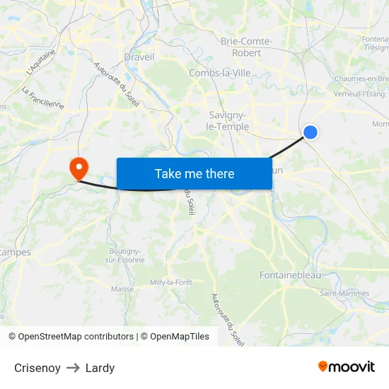 Crisenoy to Lardy map