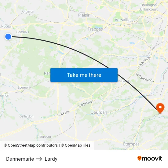 Dannemarie to Lardy map