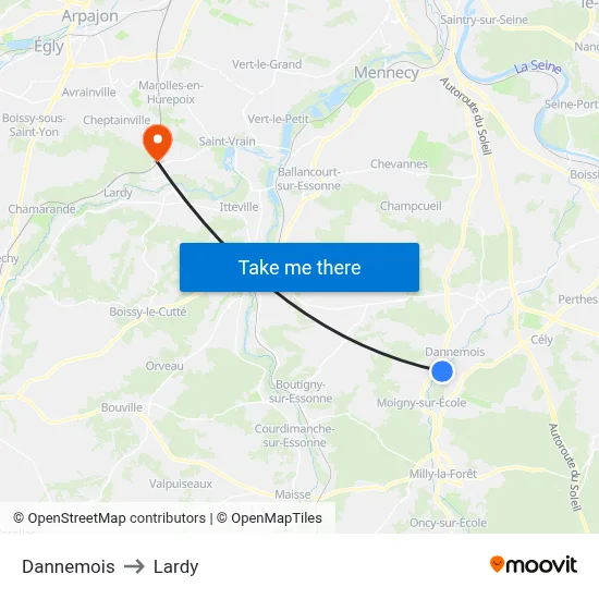 Dannemois to Lardy map