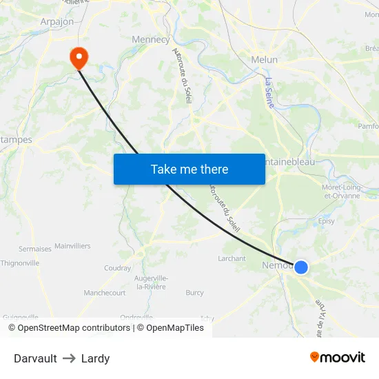 Darvault to Lardy map