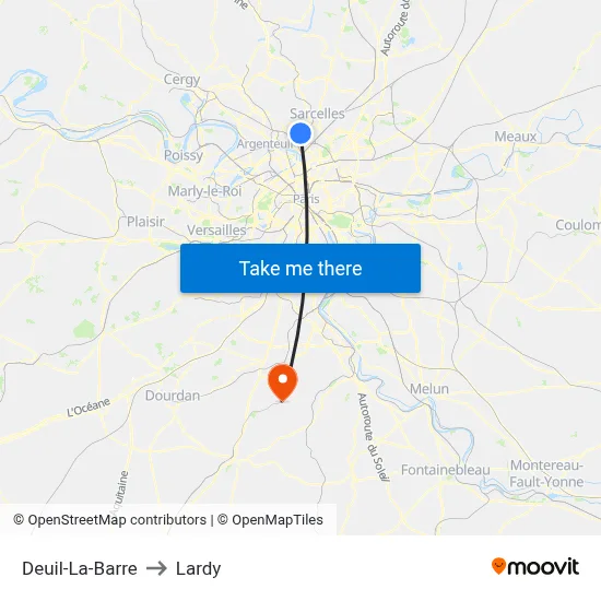 Deuil-La-Barre to Lardy map