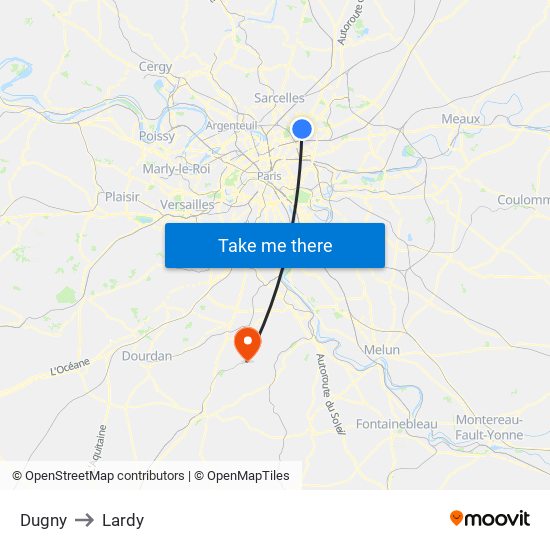 Dugny to Lardy map