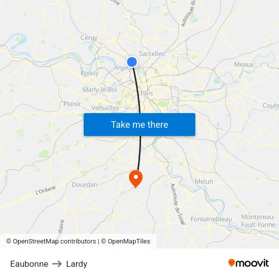 Eaubonne to Lardy map