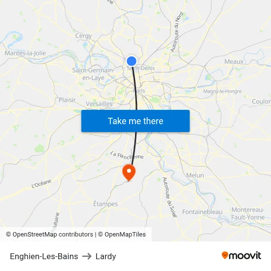 Enghien-Les-Bains to Lardy map