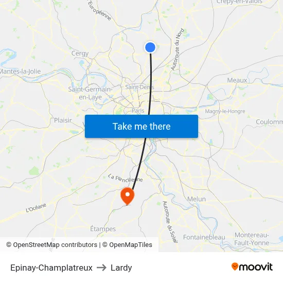 Epinay-Champlatreux to Lardy map